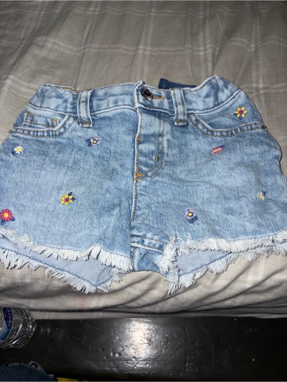 Cat & Jack Light Blue Denim Shorts with Floral Embroidery